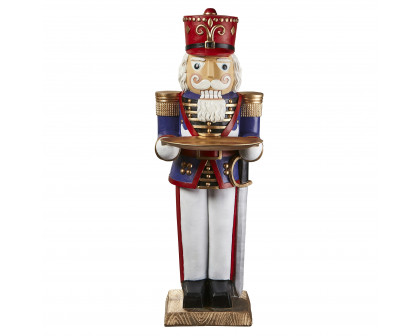 Toscano - Nutcracker Soldier Holiday Butler Sculptural Pedestal Table in Designer Resin