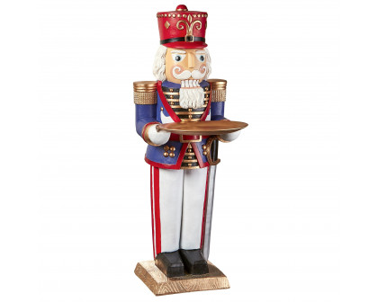 Toscano - Nutcracker Soldier Holiday Butler Sculptural Pedestal Table in Designer Resin