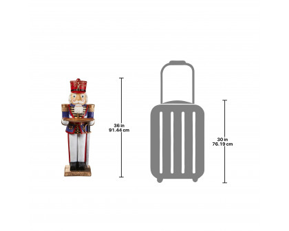 Toscano - Nutcracker Soldier Holiday Butler Sculptural Pedestal Table in Designer Resin