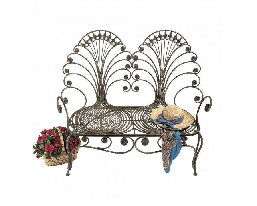 Toscano - Grand Peacock Garden Bench in Iron