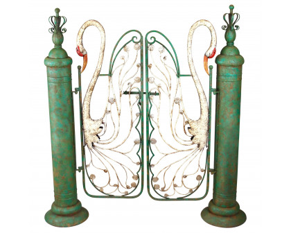 Toscano - Swan Serenade Entryway Garden Gate in Iron