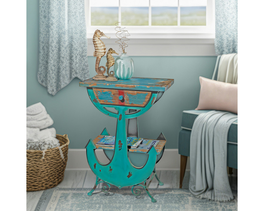 Toscano - Anchors Aweigh Vintage Coastal Sculptural Side Table in Iron