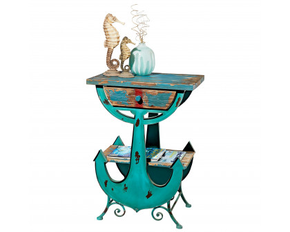 Toscano - Anchors Aweigh Vintage Coastal Sculptural Side Table in Iron