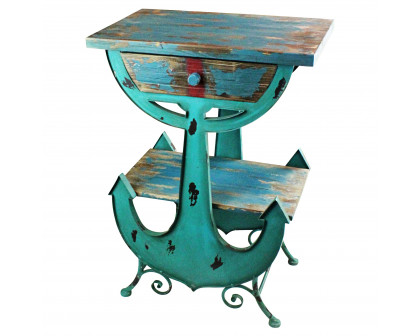 Toscano - Anchors Aweigh Vintage Coastal Sculptural Side Table in Iron