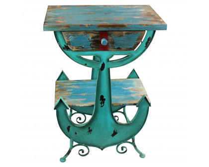 Toscano - Anchors Aweigh Vintage Coastal Sculptural Side Table in Iron