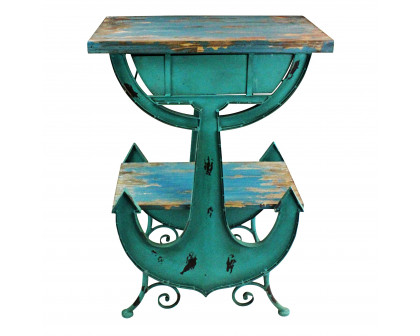 Toscano - Anchors Aweigh Vintage Coastal Sculptural Side Table in Iron