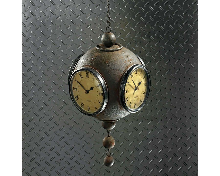 Toscano - Victorian Grunge Four-Sided Hanging Spherical Clock