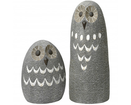 Toscano - Set of 2 Ogling Outdoor Owls Garden Statues