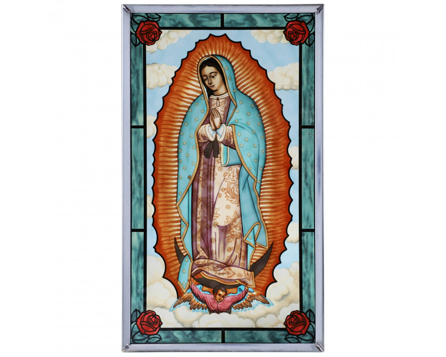 Toscano - The Virgin of Guadalupe Religious Art Glass Panel