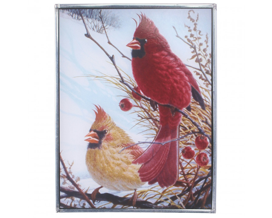 Toscano - Windy Cardinal Birds Art Glass