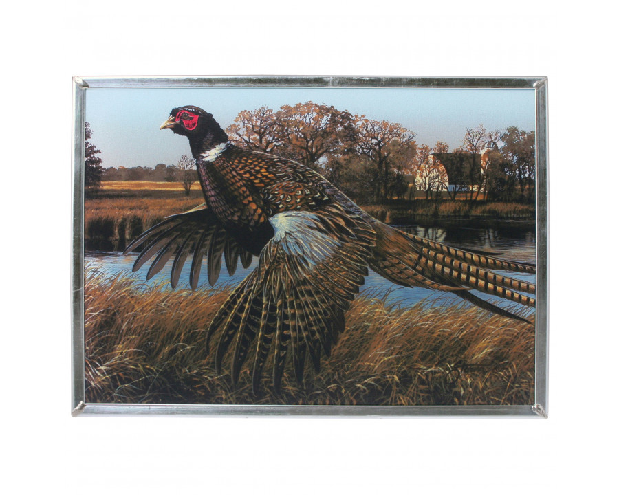 Toscano - Pheasant Behind The Barn Art Glass