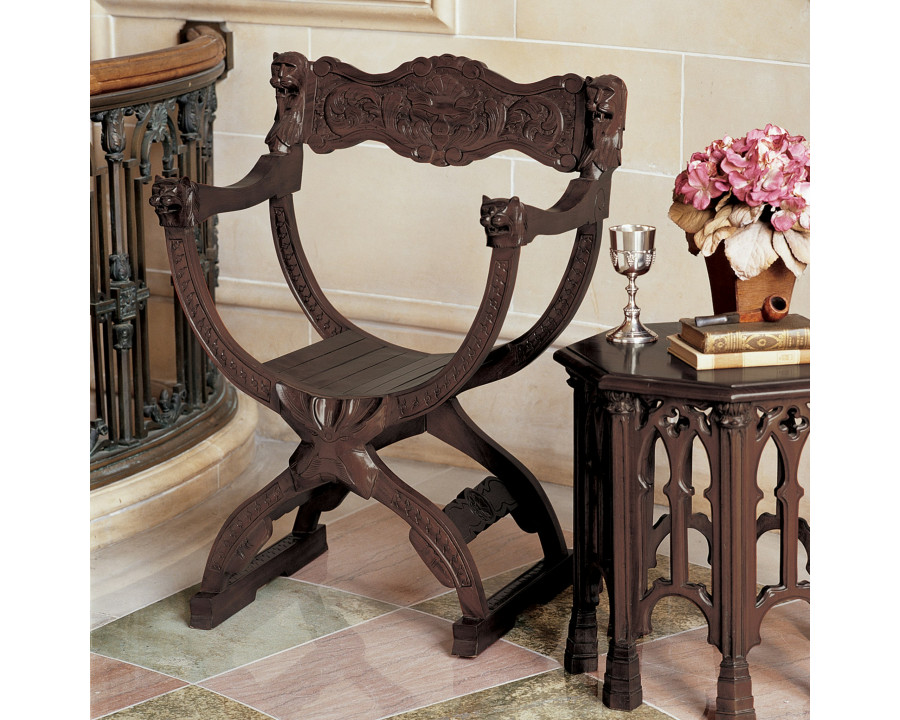 Toscano - Medieval Chair in Walnut, Mahogany