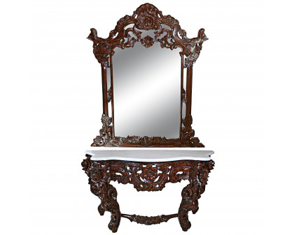 Toscano - Hapsburg Console Table with Mirror in Walnut, Mahogany