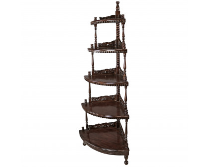 Toscano - 5-Tiered Edwardian Corner Shelf in Walnut, Mahogany