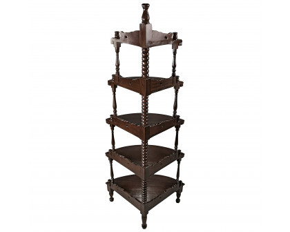 Toscano - 5-Tiered Edwardian Corner Shelf in Walnut, Mahogany