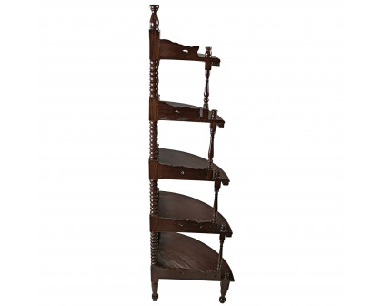 Toscano - 5-Tiered Edwardian Corner Shelf in Walnut, Mahogany