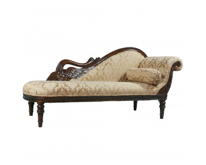 Toscano Swan Fainting Right Facing Couch - Beige, Fabric