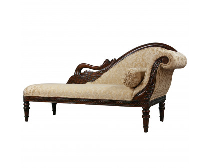 Toscano Swan Fainting Right Facing Couch - Beige, Fabric