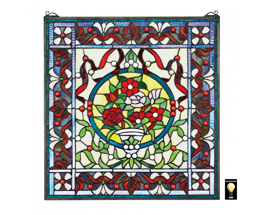 Toscano - Panier des Fleurs Stained Glass Window