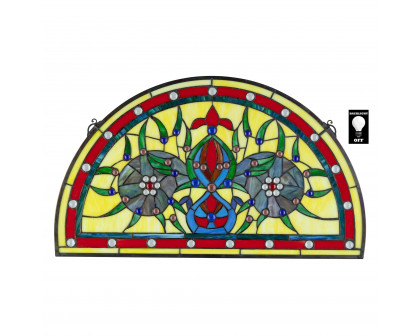 Toscano - Palladios Demi-Lune Stained Glass Window