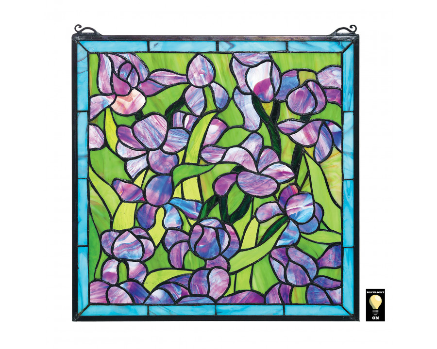 Toscano - Saint-Remy Irises Stained Glass Window