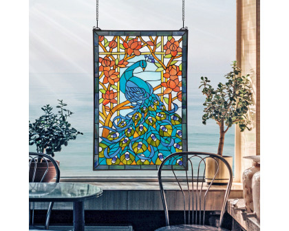 Toscano - Peacock Paradise Stained Glass Window