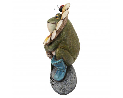 Toscano - Flowery Frog Garden Welcome Sign Statue