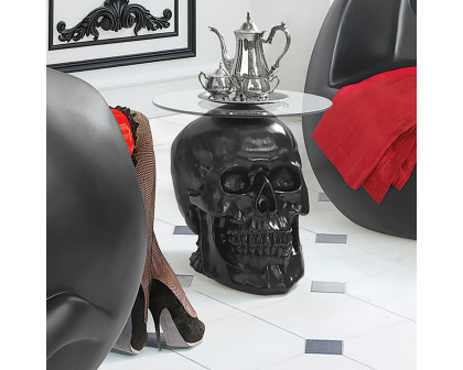 Toscano Lost Souls Gothic Skull Table - Black, Designer Resin