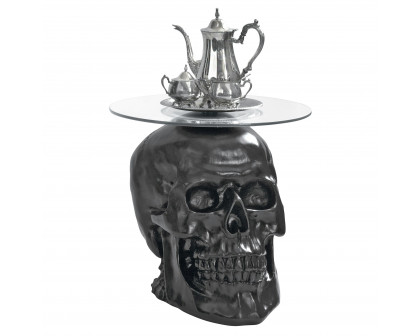 Toscano Lost Souls Gothic Skull Table - Black, Designer Resin