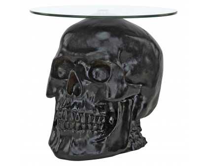 Toscano Lost Souls Gothic Skull Table - Black, Designer Resin