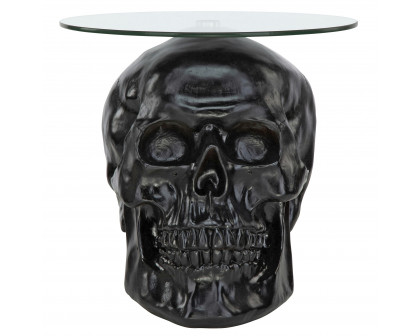 Toscano Lost Souls Gothic Skull Table - Black, Designer Resin