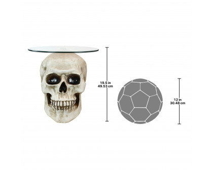 Toscano Lost Souls Gothic Skull Table - Bone, Designer Resin