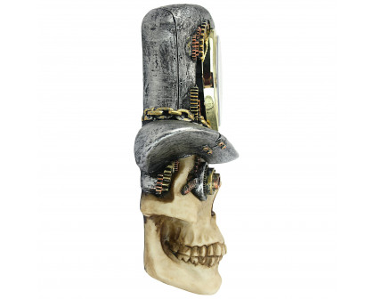 Toscano - Steampunk Mad Hatter Skull Sculptural Wall Clock