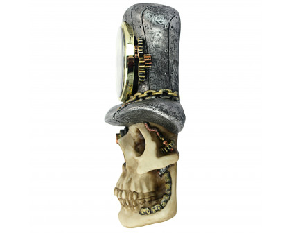 Toscano - Steampunk Mad Hatter Skull Sculptural Wall Clock