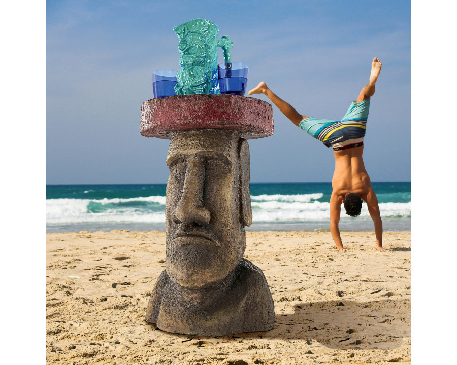 Toscano - Easter Island Polynesian Moai Head Sculptural Side Table in Designer Resin