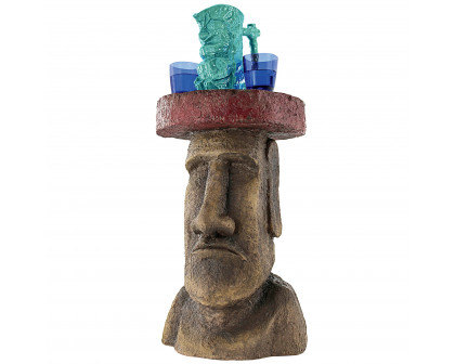 Toscano - Easter Island Polynesian Moai Head Sculptural Side Table in Designer Resin