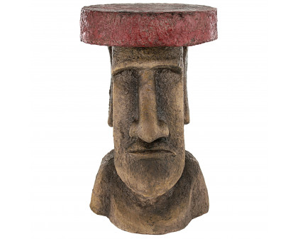 Toscano - Easter Island Polynesian Moai Head Sculptural Side Table in Designer Resin