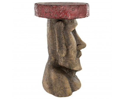 Toscano - Easter Island Polynesian Moai Head Sculptural Side Table in Designer Resin