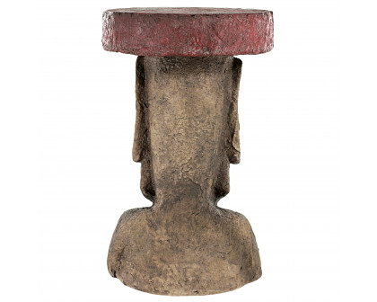 Toscano - Easter Island Polynesian Moai Head Sculptural Side Table in Designer Resin