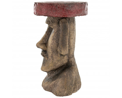 Toscano - Easter Island Polynesian Moai Head Sculptural Side Table in Designer Resin