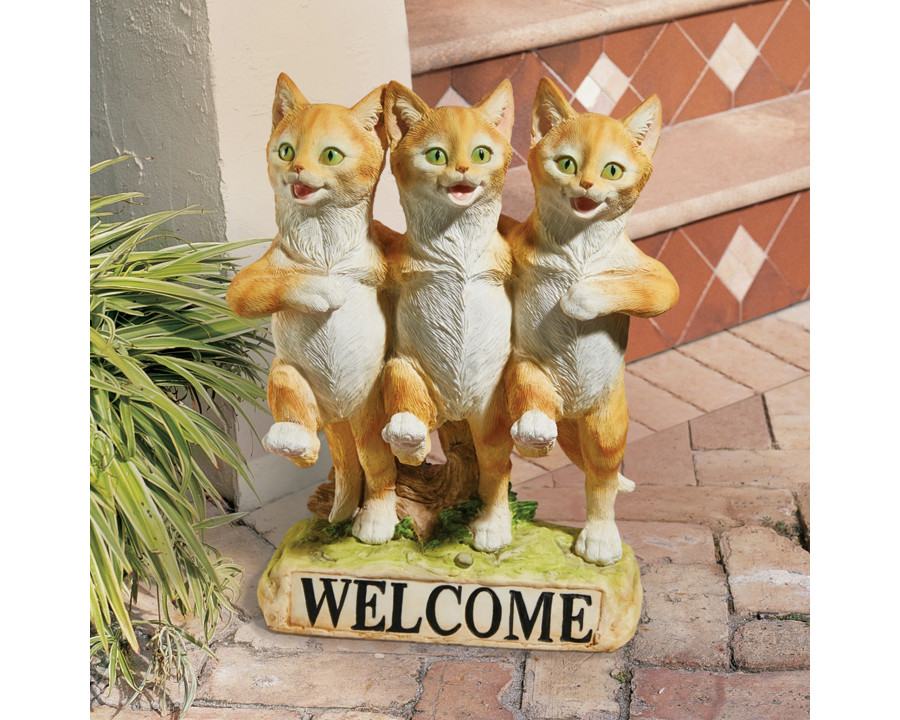 Toscano - Chorus Line of Cats Garden Welcome Sign Statue