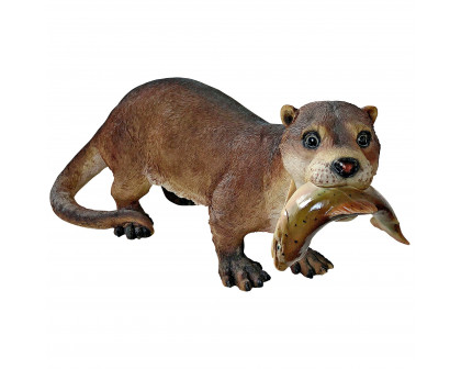 Toscano - River Otter Big Catch Garden Statue