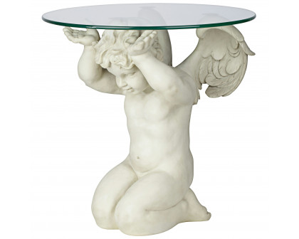 Toscano - Cherubs Care Angelic Sculptural Table in Antique Stone, Designer Resin