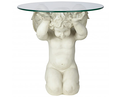 Toscano - Cherubs Care Angelic Sculptural Table in Antique Stone, Designer Resin