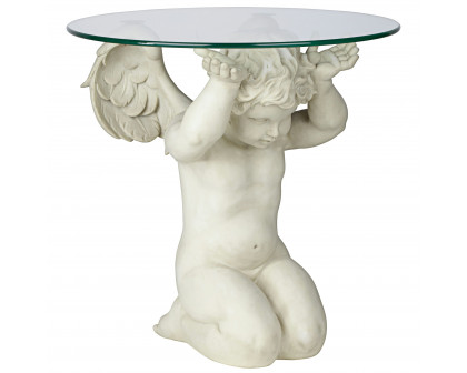 Toscano - Cherubs Care Angelic Sculptural Table in Antique Stone, Designer Resin