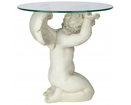 Toscano - Cherubs Care Angelic Sculptural Table in Antique Stone, Designer Resin