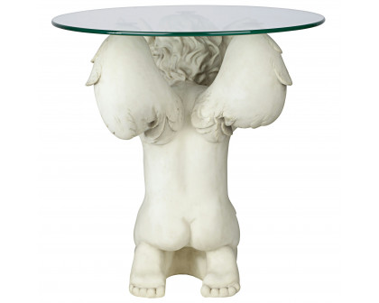 Toscano - Cherubs Care Angelic Sculptural Table in Antique Stone, Designer Resin