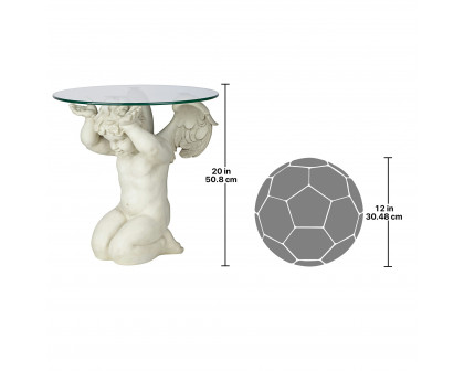 Toscano - Cherubs Care Angelic Sculptural Table in Antique Stone, Designer Resin