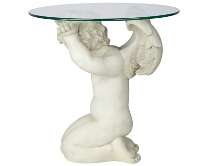 Toscano - Cherubs Care Angelic Sculptural Table in Antique Stone, Designer Resin