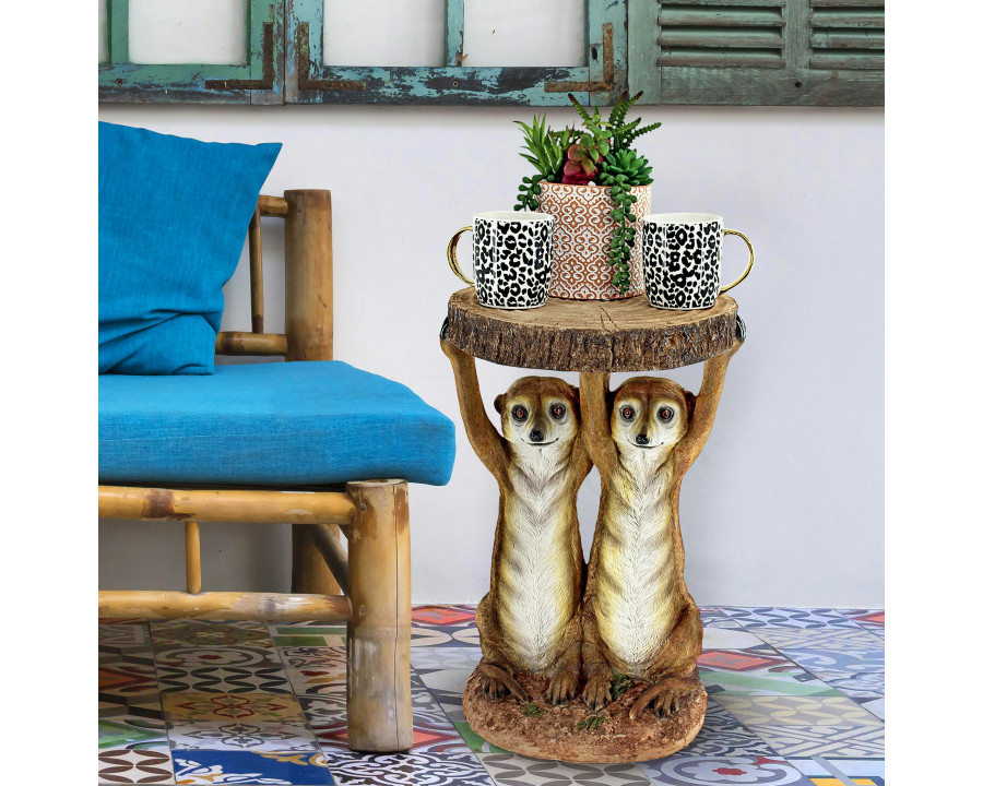 Toscano - Kalahari Meerkat Maitre d Sculptural Side Table in Designer Resin